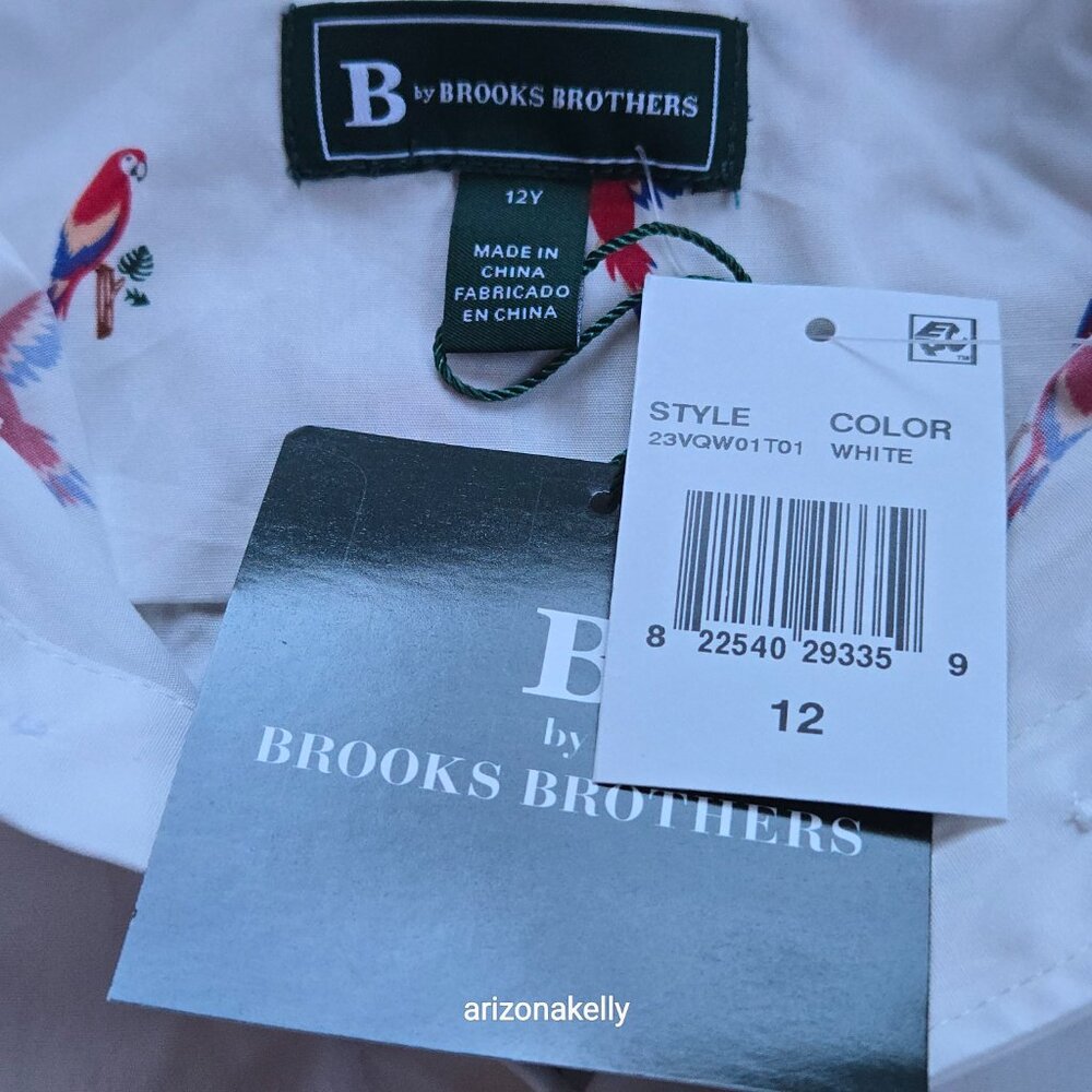 NWT Brooks Brothers Cotton Button Down Shirt Kids OR Petite Woman Parrots Bird - Picture 3 of 9